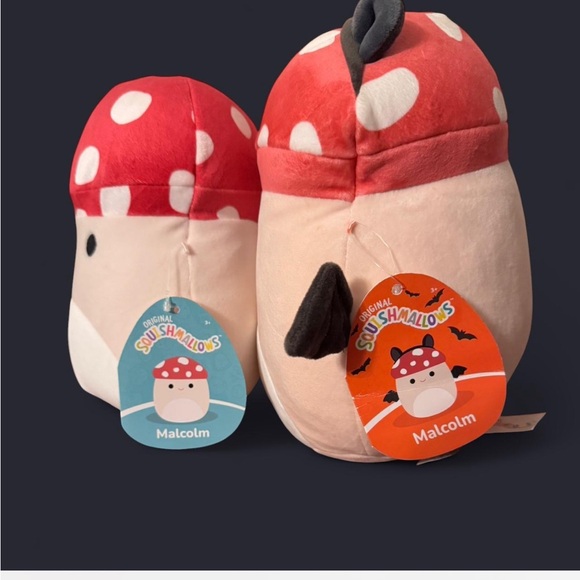 NWT Squishmallows Malcom the Mushroom and Malcom the Mushroom Bat - Picture 2 of 4